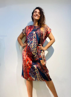 Vestido Kaftan Cetim Leques