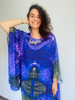 Imagem do Camiseta Plissada Crepe Orquídea Roxo