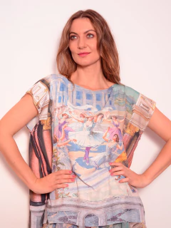 Camiseta Kaftan Cetim Afresco Varanda - ALESSA