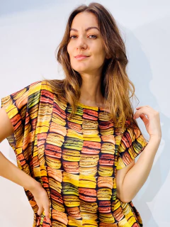 Camiseta Kaftan Cetim Macarrom