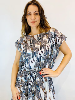 Camiseta Kaftan Cetim Zebra - ALESSA