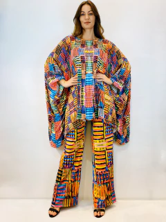 Camiseta Maxi Plissada Crepe Xadrez - loja online