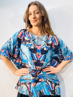 Camiseta Morcego Cetim Folhagem Azul - online store