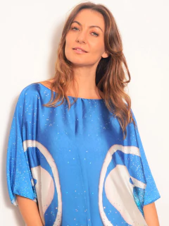 Camiseta Morcego Cetim Samba Azul on internet