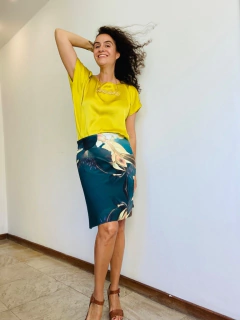 Saia Mini Neoprene Lirio Oliva