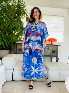 Camiseta Maxi Morcego Cetim Paul Klee Azul na internet