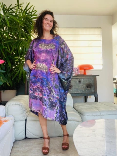 Vestido Maxi Curto Cetim Monet Lilás