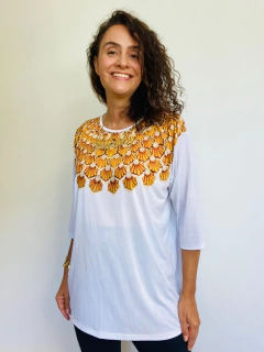 Blusa Manga 3/4 Jersey Colar Ouro - buy online