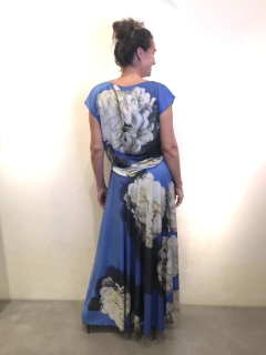 Saia Longa Evasê Jersey Hortênsia Azul - buy online