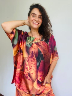 Camiseta Morcego Cetim Orquídea Laranja - online store