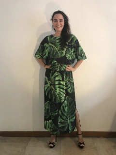 Vestido Longo Lastex Jersey Costela de Adão