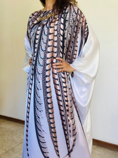 Vestido Longo Maxi Cetim Faisão Branco - comprar online