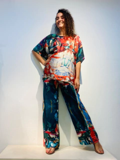 Calça Reta Jersey Joan Green - loja online