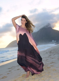 Vestido Maxi Longo Cetim Leblon