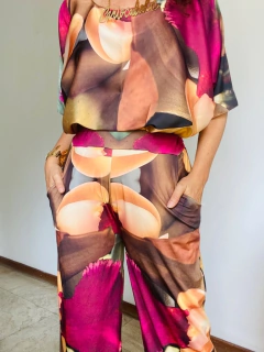 Calça Reta Jersey Orquídea Amarelo on internet