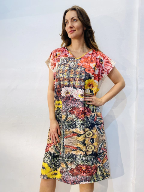 Vestido Kaftan Jersey Cactus