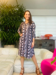 Vestido Chemise Crepe Faisão Corrido - comprar online