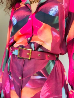 Vestido Chemise Curto Crepe Orquídea Vermelho - comprar online