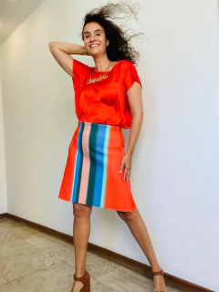 Saia Evasê Neoprene Gradiente