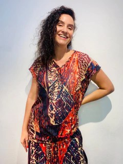Camiseta Kaftan Vual de Malha Leque - loja online