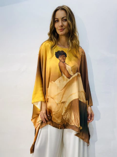 Camiseta Maxi Cetim Alcione Saia Amarela on internet