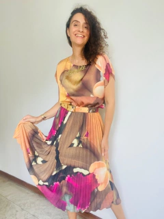 Imagem do Saia Plissada Curta Crepe Orquídea Amarelo