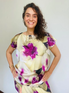 Camiseta Kaftan Cetim Orquídea Branco - loja online