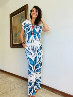 Calça Reta Jersey Concha Azul