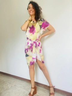 Saia Pareô Curta Crepe Orquídea Branco - ALESSA