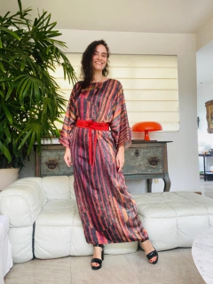 Vestido Maxi Longo Cetim Paul Klee Vermelho - buy online