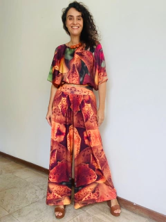 Calça Evasê Jersey Orquídea Laranja - online store