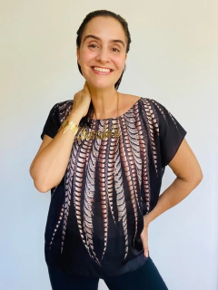 Camiseta Kaftan Cetim Faisão Preto - online store