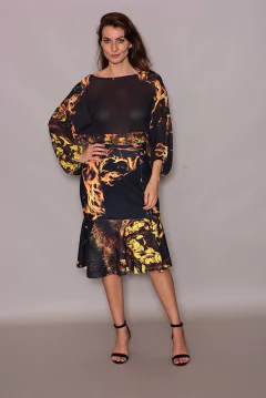 Blusa Manga Oval Crepe Raizes do Fogo