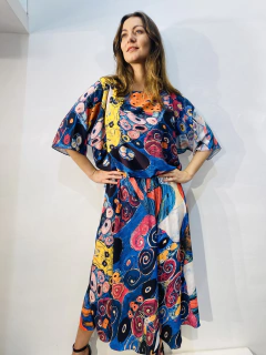 Vestido Morcego Evasê Crepe Arabesco - buy online