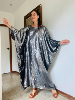 Vestido Maxi Longo Paetê Grafite na internet