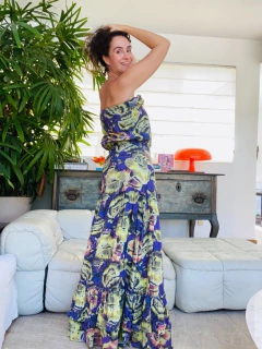 Vestido TQC Longo Laise Chita Roxo - ALESSA