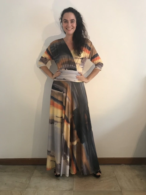 Vestido Longo Sereia Jersey Sunset