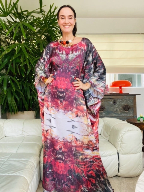 Vestido Maxi Longo Cetim Monet Vermelho