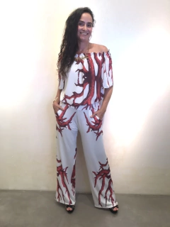 Calça Reta Jersey Coral on internet