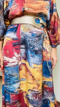 Vestido Maxi Longo Cetim Pop Paint - ALESSA