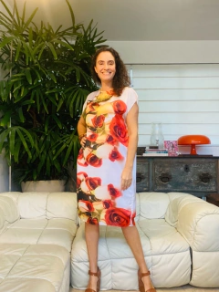 Vestido Kaftan Cetim Rosa Ocre