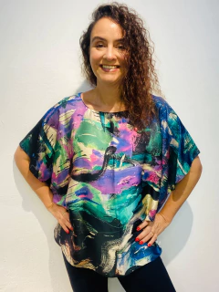 Camiseta Morcego Cetim Joan Blue