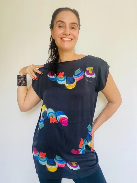 Camiseta Kaftan Longa Seda Sweet