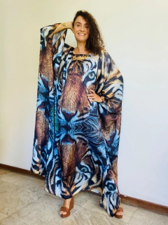 Vestido Maxi Longo Cetim Tigre
