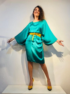 Vestido Maxi Curto Cetim Verde - ALESSA