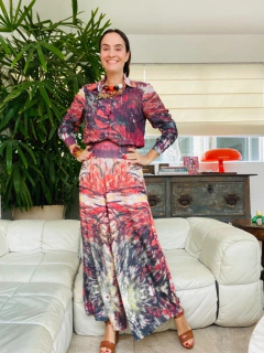 Camisa Social Crepe Monet Vermelho na internet