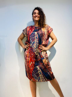 Vestido Kaftan Cetim Leques - comprar online