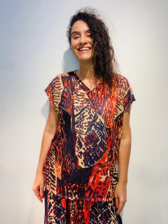 Camiseta Kaftan Vual de Malha Leque na internet