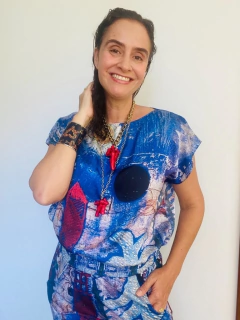 Camiseta Kaftan Cetim Paul Klee Azul - buy online