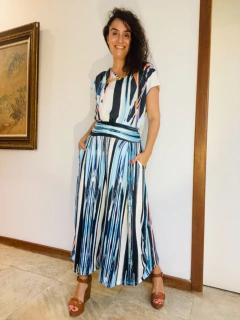 Calça Pantacourt Jersey Ganesha Azul na internet